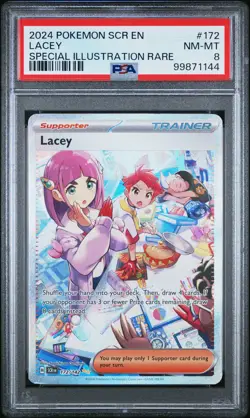 2024 POKEMON SCR EN-STELLAR CROWN SPECIAL ILLUSTRATION RARE #172 LACEY PSA 8 - Image 1
