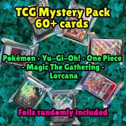 TCG Mystery Pack 60+ Poke Yu-Gi-Oh One Piece Lorcana MTG - Foils Guaranteed! - Image 1