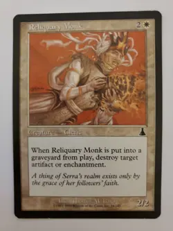 MTG Magic The Gathering Card Reliquary Monk Creature Cleric White Urza's Destiny - Image 1