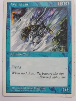MTG Magic The Gathering Card Wall of Air Summon Wall Blue Richard Kane Ferguson - Image 1