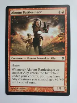 MTG Magic The Gathering Card Akoum Battlesinger Creature Human Berserker Ally - Image 1