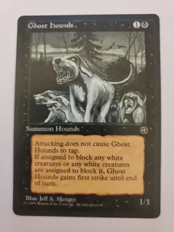 MTG Magic The Gathering Card Ghost hounds Summon Hounds Black Homelands 1995 - Image 1