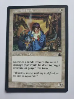 MTG Magic The Gathering Card Troubled healer Creature Cleric White Prophecy - Image 1