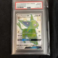 2019 POKEMON SUN & MOON HIDDEN FATES #SV60 FULL ART/ESPEON GX PSA 10 - Image 1