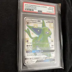 2019 POKEMON SUN & MOON HIDDEN FATES #SV60 FULL ART/ESPEON GX PSA 10 - Image 3