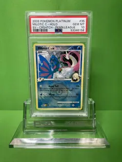 2009 MILOTIC C PLATINUM HOLO CROSSHATCH POKEMON LEAGUE 35 PSA 10 - Image 1