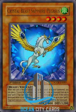 Yugioh Crystal Beast Sapphire Pegasus FOTB-EN007 Ultra Rare 1st Edition - Image 1
