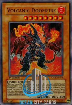 Yugioh Volcanic Doomfire FOTB-EN008 1st Edition Ultra Rare - Image 1