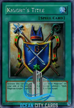 Yugioh ROD-EN002 Knight's Title Prismatic Secret Rare Unlimited Edition - Image 1