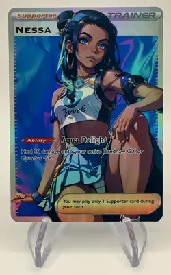 Nessa Custom Rainbow Holo Full Art Waifu Pokemon Trainer Card - Image 2