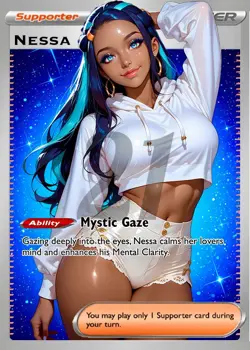 Nessa Custom Rainbow Holo Full Art Waifu Pokemon Trainer Card - Image 1