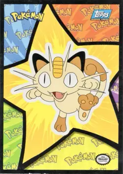 Pokemon Meowth 1999 Topps Sticker Card Pokemon The Movie Nintendo Light Play - Image 1
