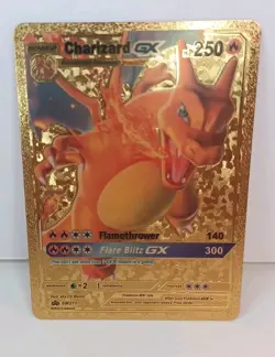 Charizard GX HP250 Gold Metal Pokemon Card Collectible Gift Display - Image 1
