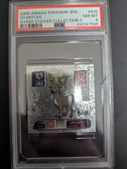 2000 AMADA POKEMON JAPANESE #615 STANTLER HYPER STICKER COLLECTION 3 PSA8 - Image 1