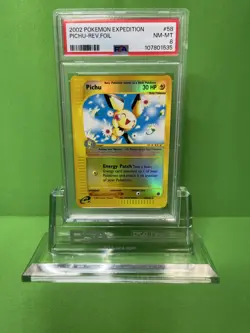 2002 POKEMON EXPEDITION 58 PICHU-REVERSE FOIL PSA 8 - Image 1