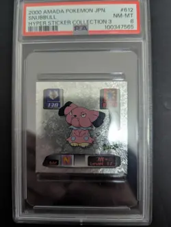 2000 AMADA POKEMON JAPANESE SNUBBULL HYPER STICKER COLLECTION 3 PSA8 - Image 1