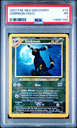PSA 1 2001 Neo Discovery Umbreon 13/75 Holo Foil Pokemon WOTC Moonbreon - Image 1