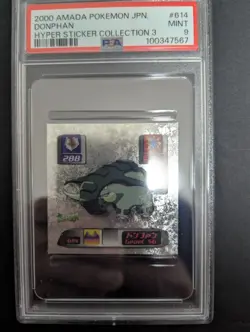 2000 AMADA POKEMON JAPANESE #614 DONPHAN HYPER STICKER COLLECTION 3 PSA9 - Image 1