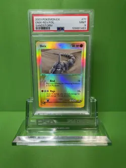 2003 POKEMON EX SANDSTORM 71 ONIX-REVERSE FOIL PSA 9 - Image 1