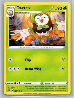 Dartrix #020/189 SWSH10: Astral Radiance Uncommon - Pokemon Cards H37 - Image 1