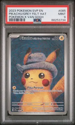 Pokemon Pikachu With Grey Felt Hat SVP 085 Van Gogh Promo Card PSA 9 MINT - Image 1