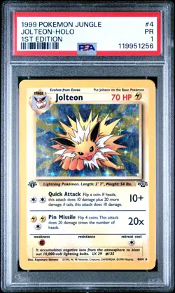 PSA 1 1999 Pokemon Jungle 1st Edition Jolteon 4/64 Holo Foil Rare WOTC - Image 1