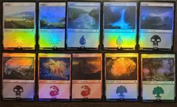 FOIL Lord of the Rings Lands Complete Set 10 Cards Basic Land LTR MTG M/NM - Image 1