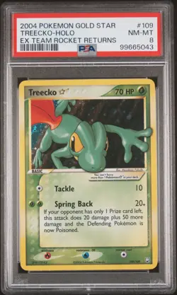 Pokemon - Treecko Gold Star - 109/109 - EX Team Rocket Returns - PSA8 - Swirl - Image 1