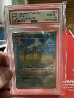 2024 POKEMON TWM EN-TWILIGHT MASQUERADE ILLUSTRATION RARE #169 SUNFLORA PSA 10 - Image 1