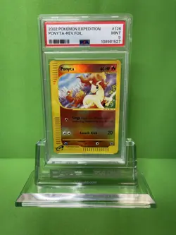2002 POKEMON EXPEDITION 126 PONYTA-REVERSE FOIL PSA 9 - Image 1