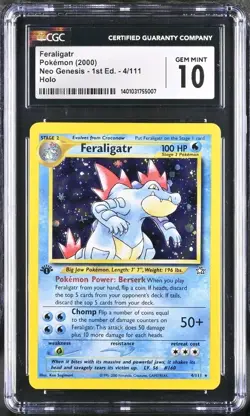 Feraligatr 1st Edition Holo Rare Neo Genesis Pokemon 4/111 CGC 10 GEM MINT - Image 1