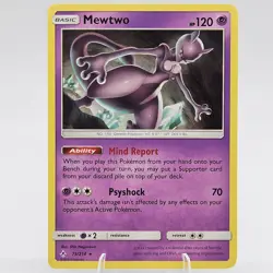 Mewtwo RARE card 75/214 Sun & Moon Unbroken Bonds Non-Holo 2019 Pokemon TCG - Image 1