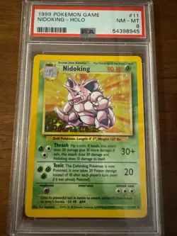 Nidoking 11/102 Base Set Holo PSA 8 Rare Vintage Graded Pokemon Card WOTC - Image 1