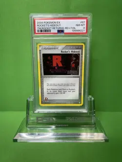 2004 POKEMON EX TEAM ROCKET RETURNS 87 ROCKET'S HIDEOUT-REVERSE FOIL PSA 8 - Image 1