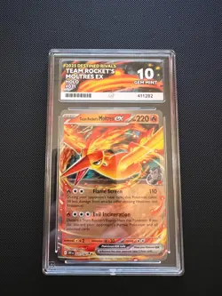 Team Rocket's Moltres EX 031/182 Pokemon Destined Rivals ACE 10 GEM MINT - Image 1