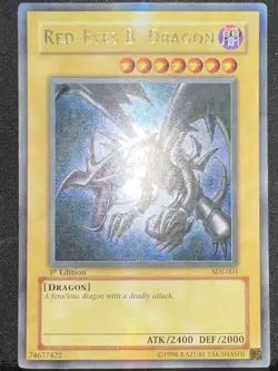 Yugioh! Red-Eyes B. Dragon SDJ-001 Ultra Rare 1st Edition Holo Bleed LP - Image 1