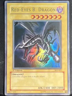 Yugioh! Red-Eyes B. Dragon SDJ-001 Ultra Rare 1st Edition Holo Bleed LP - Image 2