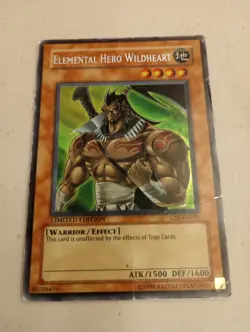 Yugioh Elemental Hero Wildheart Limited Edition GSE-EN001 Secret Rare HP Creases - Image 1