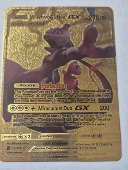 Pokemon Mewtwo EX Gold Foil Vinyl Card 98/99 Textured Collector's Edition - Image 1