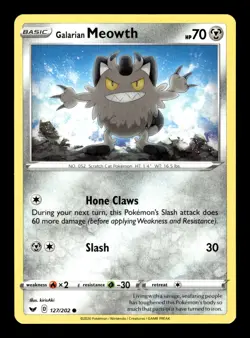 Pokemon TCG: Sword & Shield Base Set Trading Card - Galarian Meowth - 127/202 - Image 1