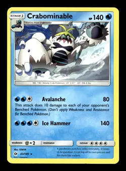 Pokemon TCG: Sun & Moon Base Set Trading Card - Crabominable - 43/149 - Image 1