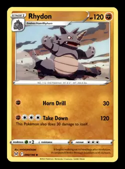 Pokemon TCG: Sword & Shield - Lost Origin Trading Card - Rhydon - 090/196 - Image 1