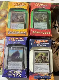 MTG INTRO PACK LOT BORN OF GODS,DRAGON MAZE,JOURNEY NYX,2014 CORE SET NEW SEALD. - Image 1