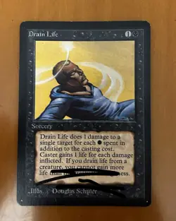 DRAIN LIFE BETA SIGNED DOUGLAS SHULER mtg Magic The Gathering - Image 1