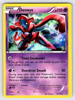 Deoxys 33/108 2015 XY Roaring Skies Pokemon Card TCG Nintendo Holo Rare - Nm/Vlp - Image 1