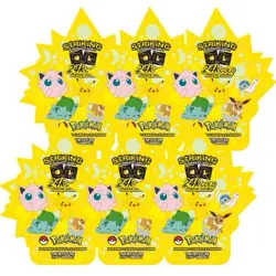 Pokemon Striking Popping Candy 24K Gold Plating Sticker Card 6 Packs Sealed - Image 1