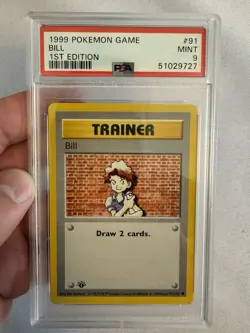 1999 Pokemon 1st Edition Shadowless Bill Trainer Base Set 91/102 PSA 9 Mint WOTC - Image 2
