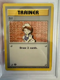 1999 Pokemon 1st Edition Shadowless Bill Trainer Base Set 91/102 PSA 9 Mint WOTC - Image 3