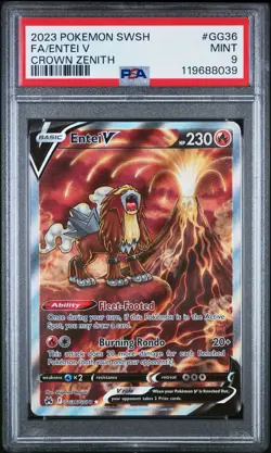 Entei V GG36/GG70 Crown Zenith: Galarian Gallery Holo Pokemon PSA 9 - Image 1