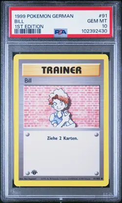 PSA 10 BILL 91 BASE SET GERMAN 1ST EDITION TRAINER POKEMON GEM MINT - Image 1